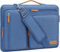 MOSISO 360 Protective Laptop Shoulder Bag,15-15.6 inch Computer Bags Compatible with MacBook Pro 16 inch, HP, Dell, Lenovo, Asus Notebook,Side Open Messenger Bag with 4 Zipper Pockets, Cadet Blue