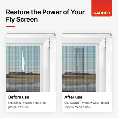 GAUDER Fly Screen Repair Tape - Insect Screen Repair Set Made from Fiberglass Self-Adhesive - Patch for Door, Porch Door and Window (3.3 ft x 2 inches - Black)