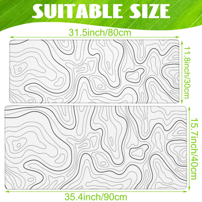 Eflxamz Desk Mat,White Topographic Contour Map Desk Pad,Topographic Contour Large Gaming Mouse Pad for Desk,Extended Big Computer Keyboard Mouse Pad with Non-Slip Base and Stitched Edge,31.5"x11.8"