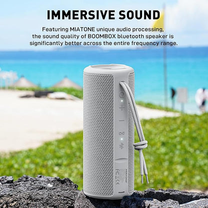 MIATONE Boombox Portable Bluetooth Speaker Wireless Outdoor Waterproof Speaker - Grey