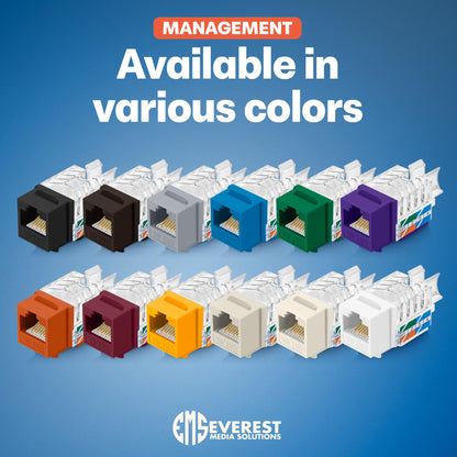 Everest 45 Degree RJ45 Cat6A Keystone Jacks Slim Profile 10-Pack Orange