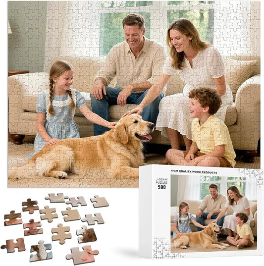SCTOKUP Custom Photo Puzzle 500 Pieces - Personalized Picture Jigsaw from Your Photos, Premium Wooden Puzzle Gift for Family, Adults & Special Occasions