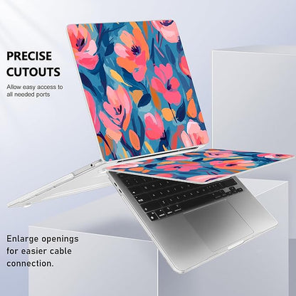 Case for MacBook Pro 13 inch with/Without Touch Bar (2016-2022, M2 A2338 M1 A2289 A2251 A2159 A1989 A1706 A1708), Hard Shell + Keyboard Cover + Dust Plug, Flowers Print