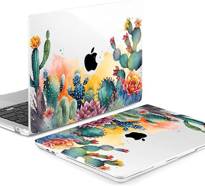 MEEgoodo for M4/M3/M2 MacBook Air 15.3 inch Case 2025 2024 2023, Case Fit Model (A3241/A3114/A2941) for MacBook Air 15 inch, Laptop Hard Shell with Keyboard Cover, Tropical Cactus