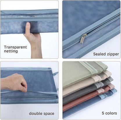 10 Pack Colored Mesh Zipper Pouch Bags, Double-Layer Nylon Puzzle Building Block Sets Toy Storage & Organization, Breathable See Through A4 Zipper Pouch with Handle for School Office Games