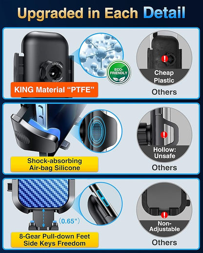 VANMASS [Longest Lasting] True Military-Grade Car Phone Holder Strongest Suction & Clip Cell Mount Dashboard Windshield Vent Automobile Cradle Truck Accessories for iPhone 16 15 Pro Max 14 13 Android
