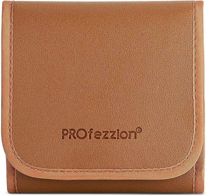 PROfezzion 3-Pocket Foldout Filter Pouch for 82mm Camera Lens Round Filter, Shock Resistant & Anti Scratch Photography Filter Case, Filter Carry Case with Microfiber Cleaning Cloth