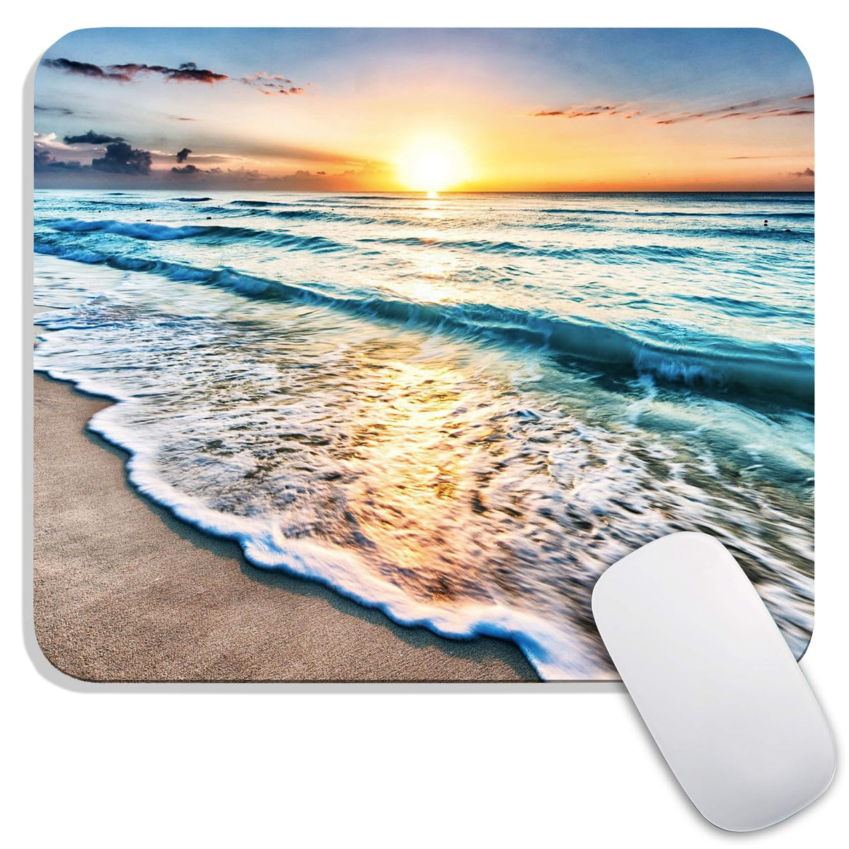 Armanza Square Mouse Pad Apricot Flower, Personalized Premium-Textured Custom Mouse Mat Design, Washable Mousepad Cloth, Non-Slip Rubber Base Computer Mouse Pads for Wireless Mouse