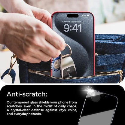 Deppa |2 Pack| Anti-Blue Light Screen Protector for iPhone 15 Pro (6.1') | Scratch Resistant Tempered Glass | 3D Edge to Edge Coverage | Easy Installation Kit | Eye Safeguard TÜV Certified