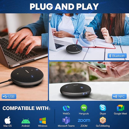 M4 Pro Speakerphone, Conference Microphone with Directional Voice Pickup, Enhanced Voice Pickup, AI Transcription, AI Noise Reduction, USB C, Bluetooth Speakerphone for Personal Workspaces