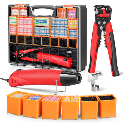 Ultimate All-in-One Heat Shrink Solder Seal Wire Connectors Kit – Wire Striper, Heat Gun, Kuject 2000PCS Waterproof Solder Stick Butt Connectors, Electrical Wiring Connector Kit for Marine Automotive