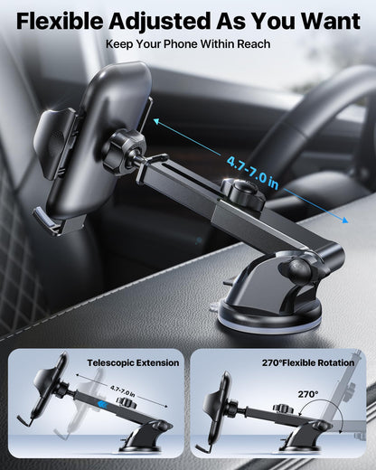 andobil Car Phone Holder, 2026 Military-Grade 89lbs Strongest Suction Phone Holders for Your Car Dashboard/Windshield/Vent Easy Clamp Car Phone Mount Stand for iPhone 17 16 15 14 13 Pro Max Samsung