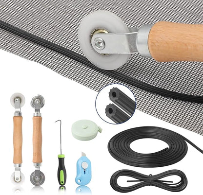 Window Screen Door Repair Kit Include Window Screens Mesh 48"x118" with All Tools in Window Screen Replacement(2pcs Screen Rollers, Screen splines, Hook, Utility Knife and Ruler), Yolovit