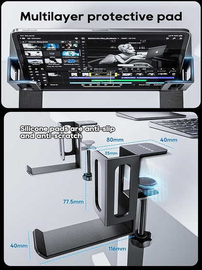 NODOCA Vertical Laptop Stand, MacBook/PC Stand with Headphone Holder, Desk Side Storage Rack for MacBook/Surface/Samsung/HP/Dell/Chrome Book - Black