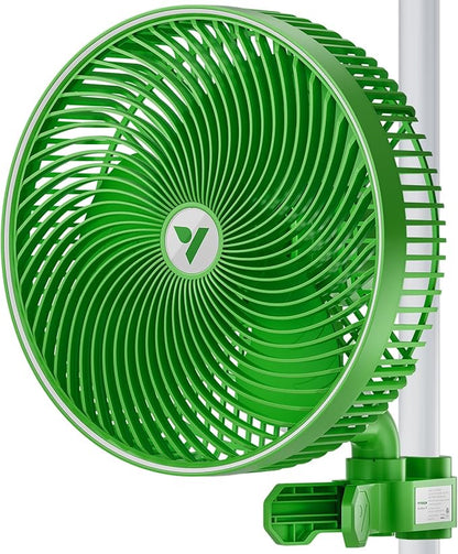 VIVOSUN AeroWave E9 Grow Tent Fan 9”, EC Motor, WiFi-Controllable, US Patented Auto Oscillating Clip fan, IP54 Weatherproof, Strong Airflow & Quiet for Hydroponic Ventilation Circulation, Green
