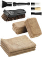 Fantasticlean 9PCS Car Interior Detailing Set, Microfiber Cloth & Applicator, Double-Head Detailing Brushes, Natural Bristles, Scratch-Free, Ultra-Soft for Seats Leather Care or Cleaning