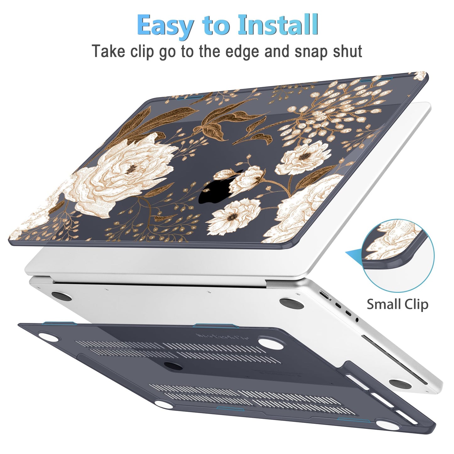 Mektron Case for 2026 M5 MacBook Pro 16 inch A3429 A3428 M4 A3403 A3186 M3 A2991 M2 A2780 M1 A2485 (2021-2025) Pro/Max with Liquid Retina XDR, Hard Shell Plastic Laptop Cover, Peonies Roses