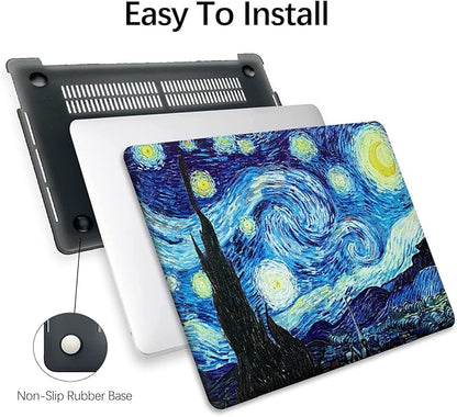 Berkin Arts Compatible with MacBook Air 13 inch Cover, 2022-2018 Release A1932 with Touch ID with Keyboard Cover & Screen Protector Post-Impressionism (The Starry Night by Van Gogh)