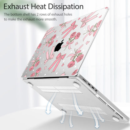 Tuiklol for MacBook Pro 14 Inch Case 2026 2025 2024 2023 2022 2021 Release M5/M4/M3/M2/M1 A2442 Pro/Max,Hard Shell Case with Screen Protector for Touch ID, Bow & Rose-White