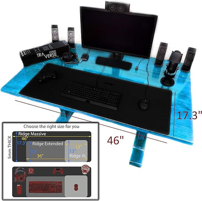 Gaming Mouse Pad (5mm) Massive 46 inch | 46x17.3x0.20 Extra Thick | Black | Stitched Edge, Large Washable Desk Mat