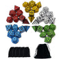 SmartDealsPro 5 x 7-Die Double-Colors Polyhedral Dice Sets with Pouches for D&D DND RPG MTG Dungeon and Dragons Table Board Roll Playing Games D4 D6 D8 D10 D% D12 D20