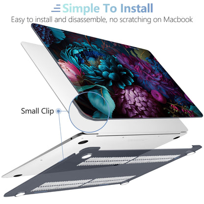 MEEgoodo for MacBook Air 13.3 inch Case 2021 2020 2019 2018 A2337 M1 A2179 A1932, Hard Shell with Keyboard Webcam Cover & Trackpad Film & Type C Adapter for MacBook Air M1, Beautiful Fantasy Flower