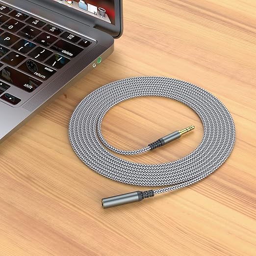 MCSPER Headphone Extension Cable, [2-Pack, 10ft Hi-Fi ] 3.5mm Extension AudioMale to Female Aux Adapter Hi-Fi Sound Stereo Extender Cord for Headset, iPhone, iPad, Smartphones, Tablets & More (Grey)