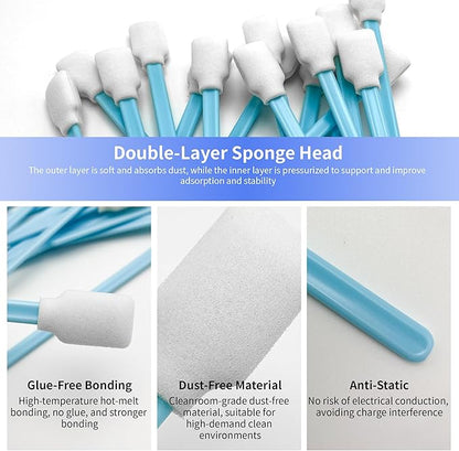 Lint-Free Lab/Printer/Optical Printheads – 300 Pcs Foam Swabs for Inkjet Printheads, Sensors, Electronics, Cameras, Car Detailing, Optical Equipment and Precision Tools