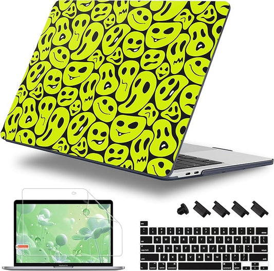for MacBook Pro 16 inch Case 2019 2020 Release Model A2141, Plastic Hard Shell Cover with Keyboard Cover for MacBook Pro 16 inch with Touch Bar & Touch ID, Distorted Emoticon