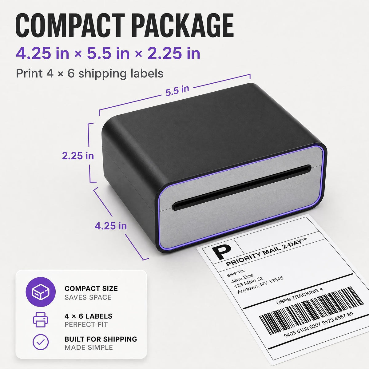 Zeturn 4x6 Thermal Shipping Label Printer, Bluetooth Wireless