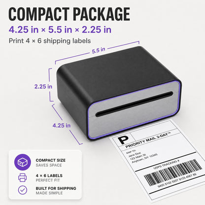 Zeturn 4x6 Thermal Shipping Label Printer, Bluetooth Wireless