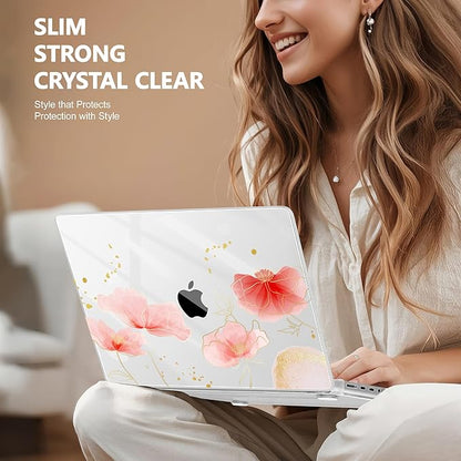 for MacBook Pro 16 inch Case 2021 2022 2023 2024 Release A3186 A3403 M4 A2991 M3 A2780 M2 A2485 M1 Pro/Max, Hard Shell Case with Screen Protector & Keyboard Cover, Spring Floral