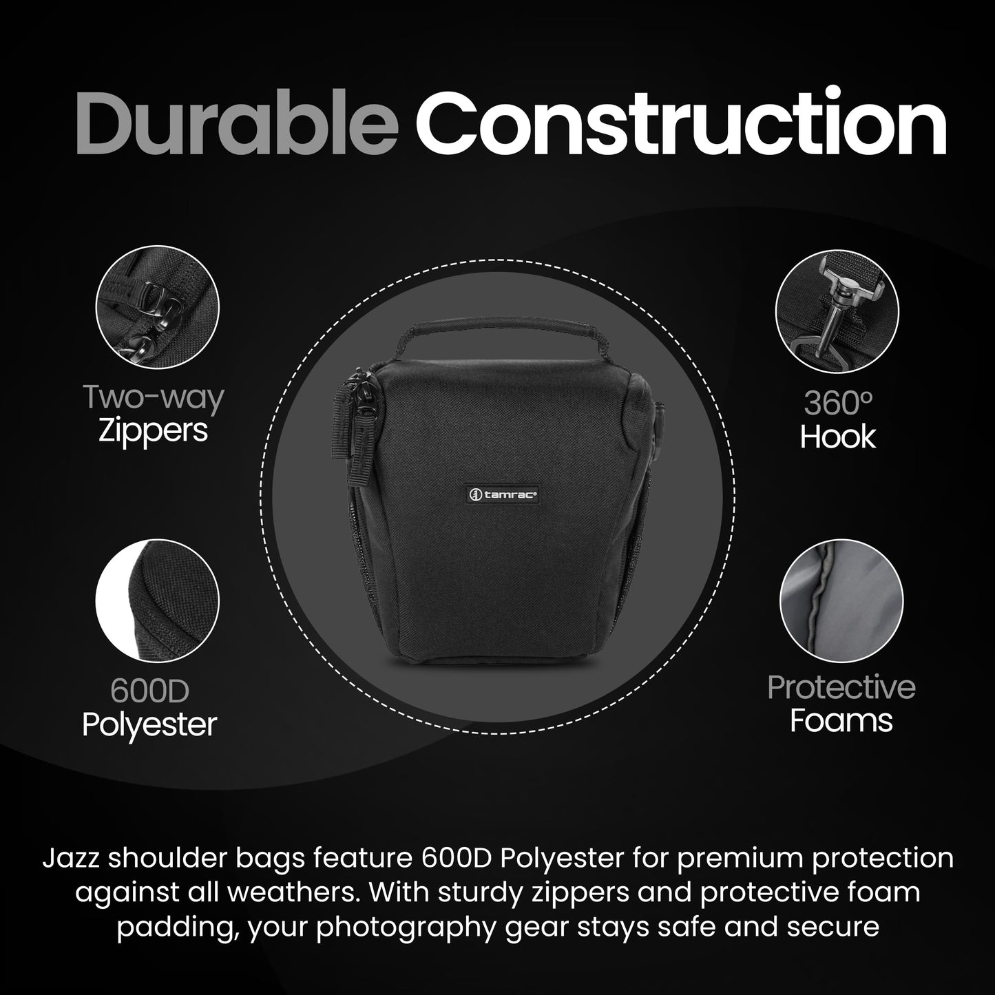 Tamrac Jazz Zoom Holster 23 v2.0 Camera Bag for Photographers, Camera Case for Photography Accessories, Shoulder Bag for Mirrorless Cameras, Crossbody Camera Bag, Travel Camera Carrying Case – Black