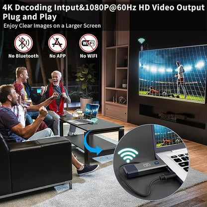 Wireless HDMI Transmitter and Receiver, 165ft/50m Wireless HDMI for 4K Decode Input 1080P Output, Plug&Play Portable 2.4G/5.8G for Video and Audio to Monitor from PC/Projector/TV Box