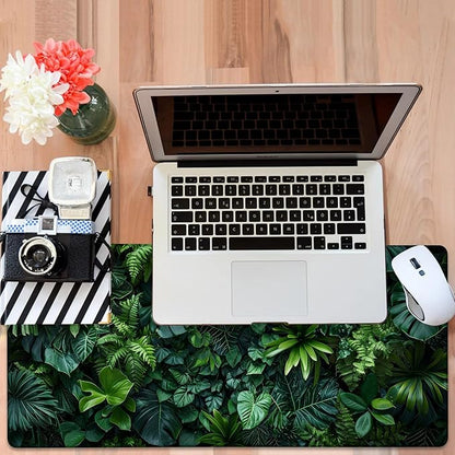 Large Mouse Pad Monstera Leaf Gaming Desk Pad Computer Keyboard Non-Slip Waterproof Mouse Mat with Rubber Base and Stitched Edges Entertainment Office Writing Desk Mat 35.4 x 15.7 Inches