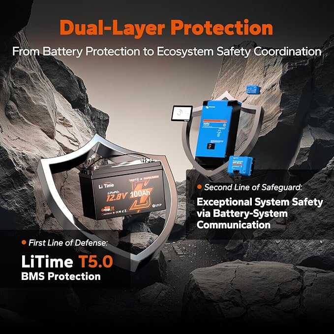 LiTime 12V 100Ah LiFePO4 Group 31 Battery, Compatible with Victron, Built-in 100A BMS & Bluetooth, Low-Temperature Protection, CAN/RS485 Communication, Ideal for Trolling Motors, Marine, RV (4Pack)