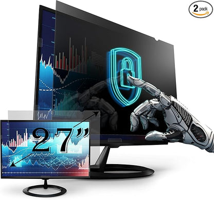 [2 Pack] Premium Privacy Screen Filter for 27 Inches Desktop Computer Widescreen Monitor with Aspect Ratio 16:9. Anti Glare and Anti Blue Light Protection