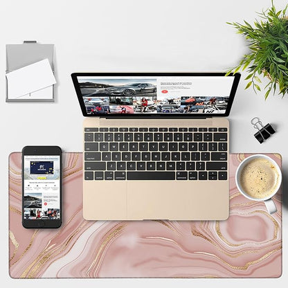 Liquid Marble Gaming Mouse Pad 3mm Thick Stitched Edge Waterproof Non-Slip Large Computer Keyboard Mouse Mat,Suitable for Office Entertainment Decorative Desk Pad 35.4 x 15.7 Inches