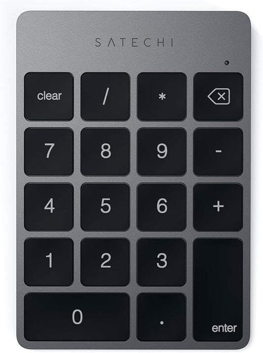 Satechi Slim Aluminum Bluetooth Keypad, Wireless Number Pad with 18 Keys, Micro USB Rechargeable Numpad, External Number Pad for MacBook Air/Pro/Neo, iPad Air/Pro, iMac, PC - Space Gray