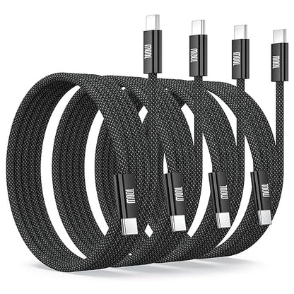 USB C to USB C Charging Cable, 100W Fast Charging [6.6ft, 4-Pack] Type C Charger Cord,Braided USBC Phone Charger Cable for iPhone 17 16 15 Pro Max/Samsung S25 S24/MacBook Pro/Air,iPad,Pixel,PS5,Switch