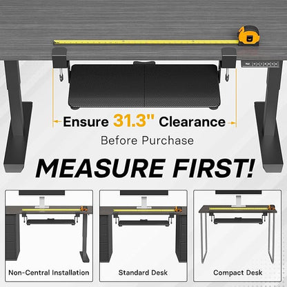 BONTEC KMT01 Under Desk Keyboard Tray, Pull-Out Keyboard & Mouse Platform with C-Clamp, 25.6 x 11.8 in Space-Saving Ergonomic Slide-Out Drawer, Black Carbon Fiber