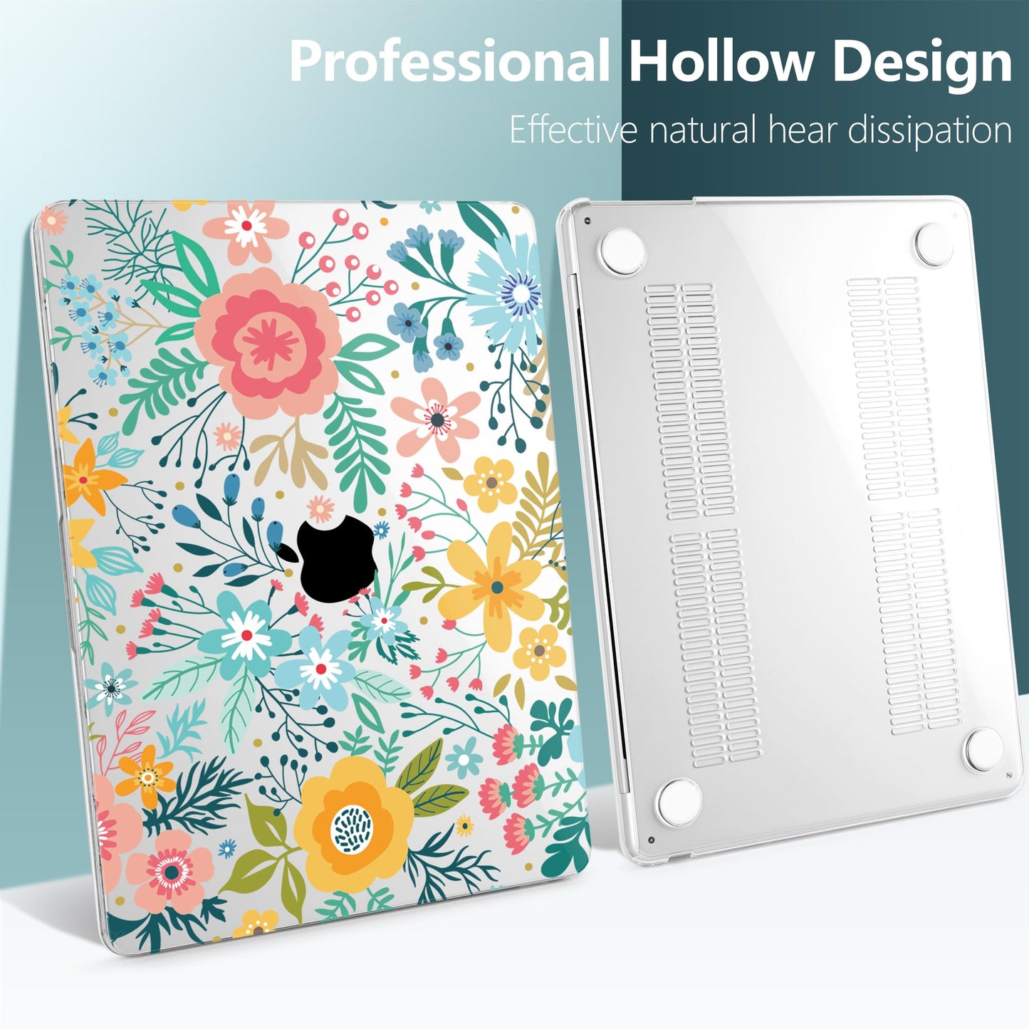 TWOLSKOO for MacBook Air 15 inch Case 2026 2025 2024 2023 Release M5 A3448 M4 A3241 M3 A3114 M2 A2941, Plastic Hard Shell & Screen Protector & Keyboard Cover & Trackpad Film, Abstract Flower