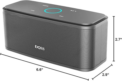 DOSS SoundBox Touch Wireless Bluetooth Speaker with 12W HD Sound and Bass, IPX5 Water-Resistant, 20H Playtime, Handsfree, Portable for Office, Home, Outdoor, Travel- Grey