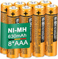 8 Pack HHR-65AAABU NI-MH Rechargeable Batteries 1.2V 630mAh AAA Battery for Panasonic Cordless Telephone Batteries