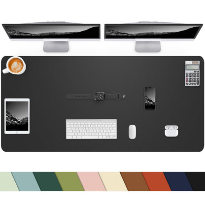 Leather Desk Pad Protector, Office Mat, Large Mouse Pad, Non-Slip Blotter, Laptop Pad, Waterproof Writing Pad for Office & Home (Grey Blue, 40" x 17")