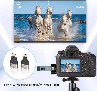 Wireless Hdmi Transmitter and Receiver, Wireless HD Extender Plug & Play Portable 2.4G/5G with LED Screen Wireless Hdmi Kit for Streaming Video and Audio to Monitor from Laptop/Pc/Tv Box/Projector