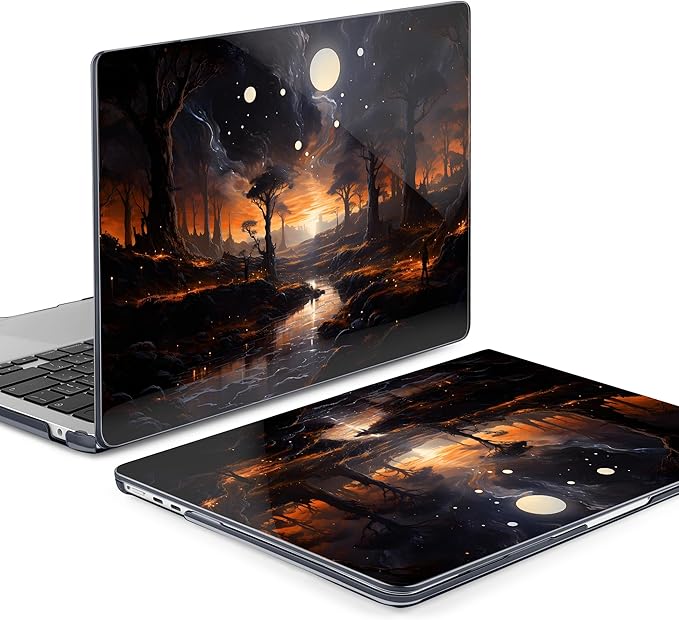 MEEgoodo Case for M4/M3/M2 MacBook Air 13.6 inch Case 2025 2024 2022, Fit Model A3240/A3113/A2681, Laptop Hard Shell with Keyboard Cover Compatible with MacBook Air 13 inch, Fantasy Night Landscape