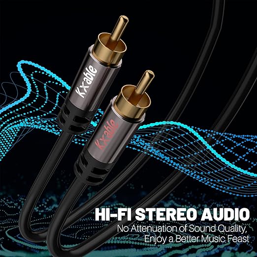 RCA Cable 150FT, 2RCA Male to 2RCA Male Stereo Audio Cable,【Oxygen-Free Copper, Hi-Fi Sound, Double Shielded】 2 RCA Car Audio Subwoofer Cord for Home Theater, HDTV, Amplifier, Hi-Fi System, Speaker