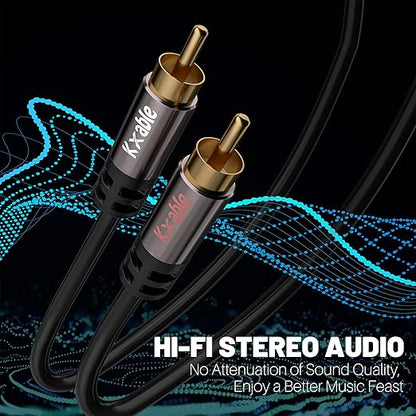 RCA Cable 100FT, 2RCA Male to 2RCA Male Stereo Audio Cable,【Oxygen-Free Copper, Hi-Fi Sound, Double Shielded】 2 RCA Car Audio Subwoofer Cord for Home Theater, HDTV, Amplifier, Hi-Fi System, Speaker