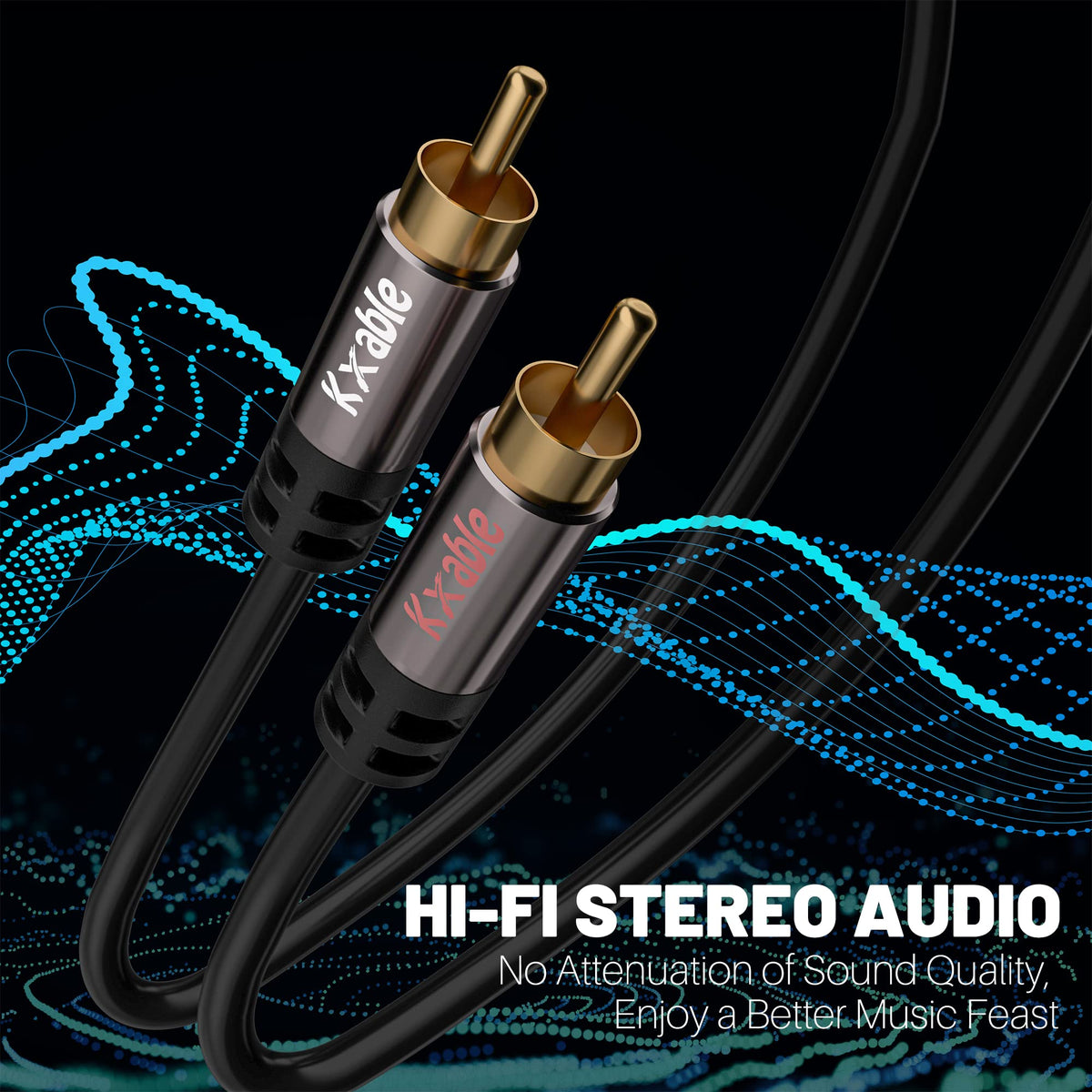 RCA Cable 35 FT, 2RCA Male to 2RCA Male Stereo Audio Cables, Dual Shielded Digital Analogue, 2 RCA Subwoofer Cord for Home Theater, HDTV, Amplifier, Hi-Fi System, Car Audio, Speaker, 23AWG OFC Core